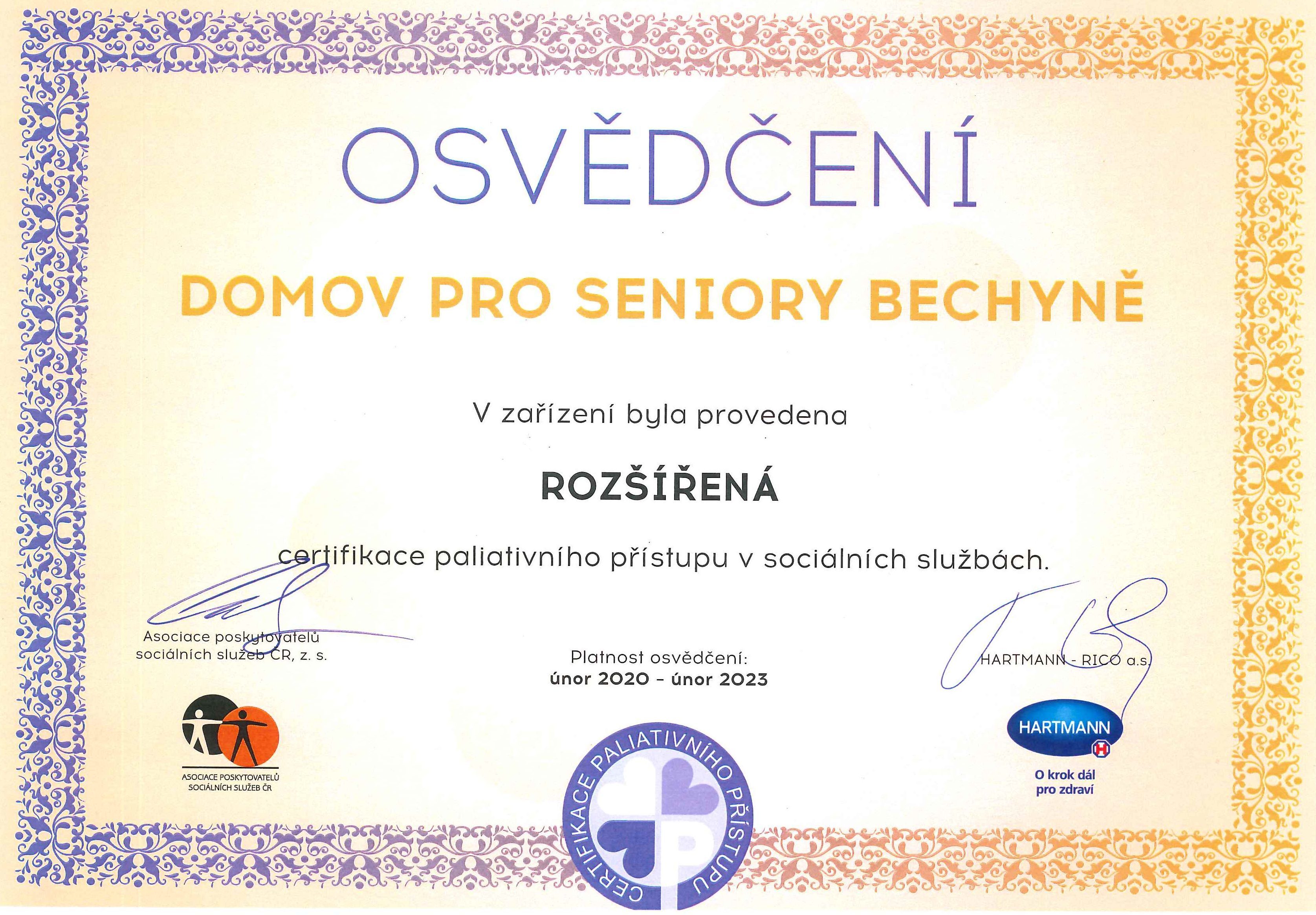 certifikát paliativního přístupu v sociálních službách
